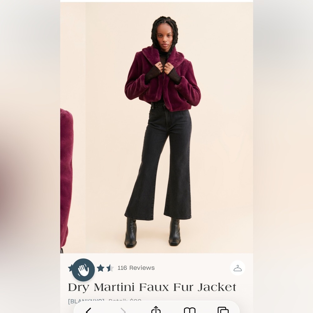 BlankNYC Faux Fur Cropped Jacket in Dry Martini - Picture 2 of 8